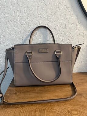kate spade taupe gray Satchel with Detachable Strap